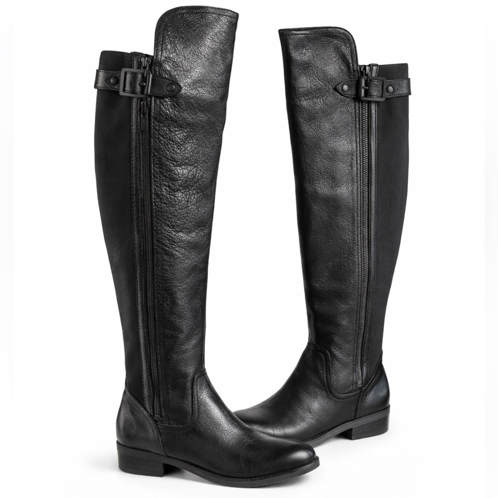 Gianni Bini Women's Black Leather Over The Knee Riding Boots